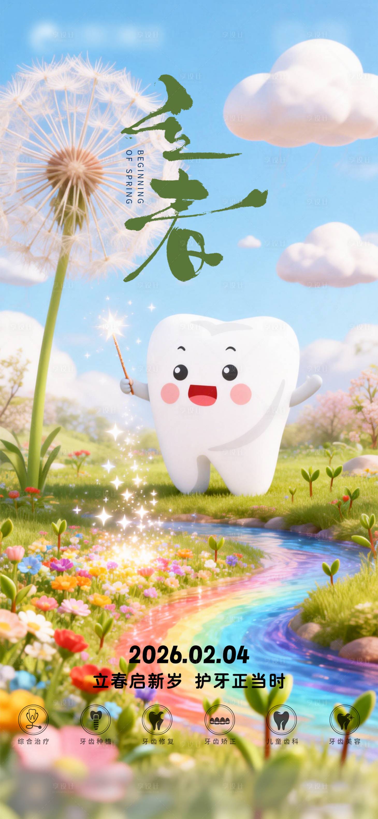 源文件下载【享设计】搜索编号：10340035133719542【口腔立春二十四节气海报朋友圈海报】