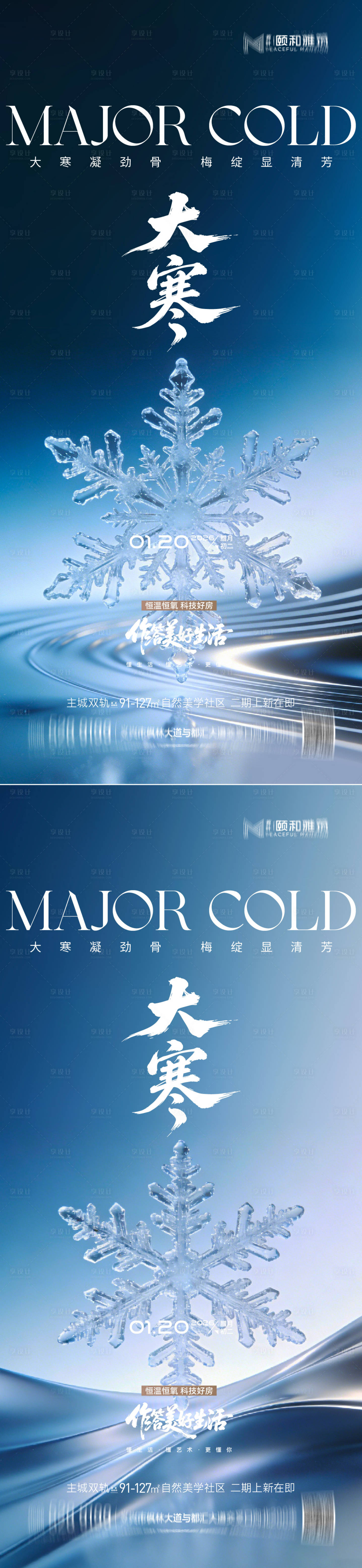 源文件下载【享设计】搜索编号：81050034998699888【大寒节气节日海报雪】