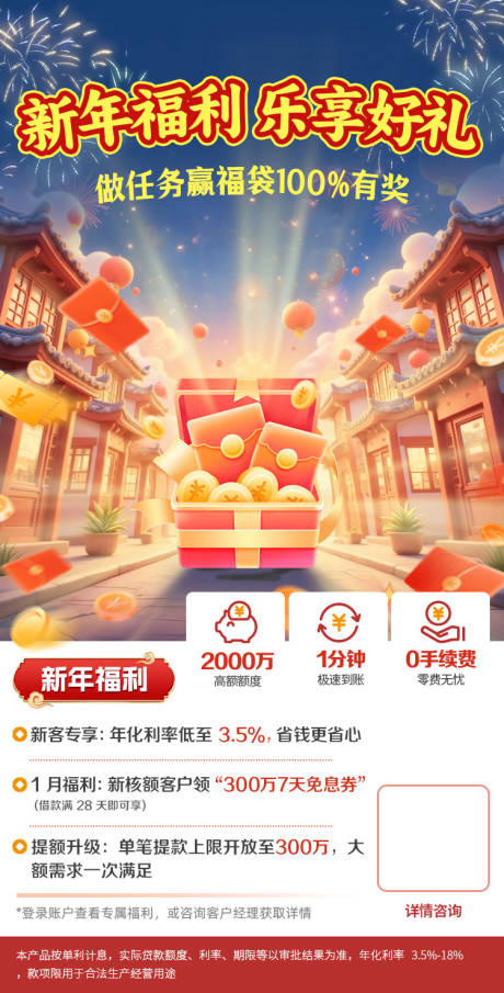 源文件下载【享设计】搜索编号：32840034966029848【新年金融福利海报】