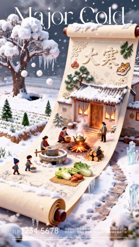 源文件下载【享设计】搜索编号：14510034989789746【大寒节气移动端海报】