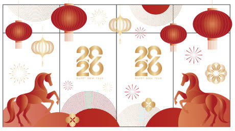 源文件下载【享设计】搜索编号：86180034908763410【商场大门新年玻璃贴】