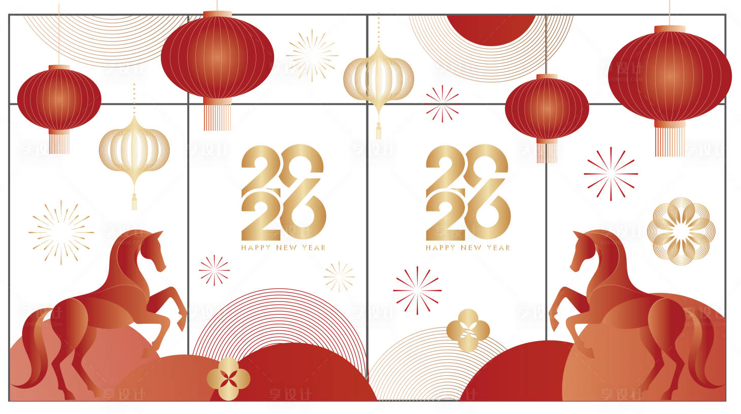 源文件下载【享设计】搜索编号：86180034908763410【商场大门新年玻璃贴】