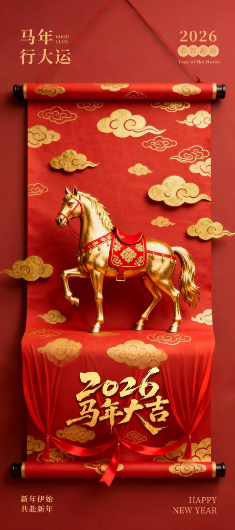 源文件下载【享设计】搜索编号：65960035050822452【红色画卷马年海报】