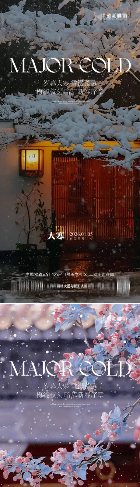 源文件下载【享设计】搜索编号：24830034998934230【大寒节气节日海报雪梅花腊梅】