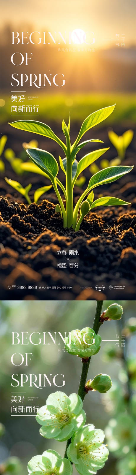 源文件下载【享设计】搜索编号：96670035087254504【立春雨水惊蛰春分系列海报】