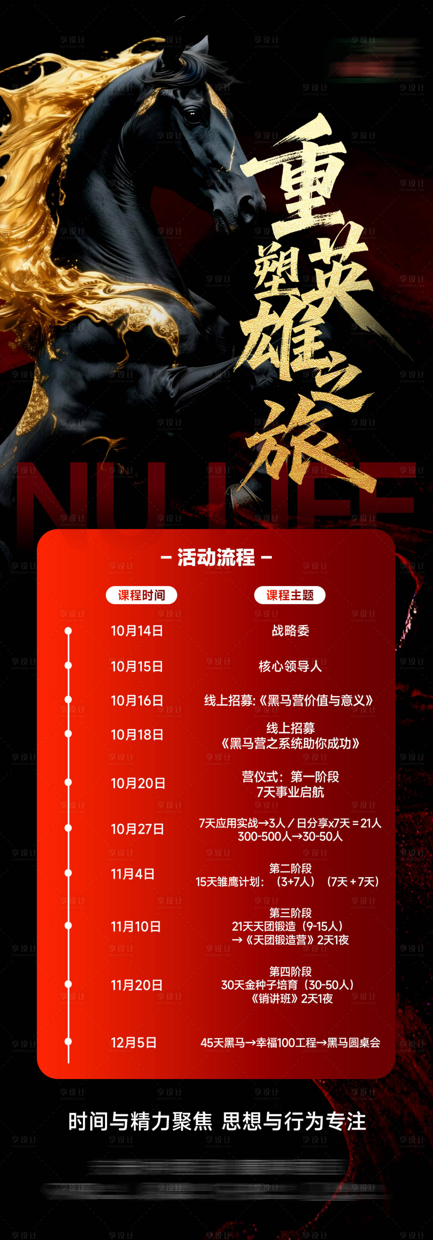 源文件下载【享设计】搜索编号：48770034999307573【马年黑马营造势招募课程流程宣传海报】