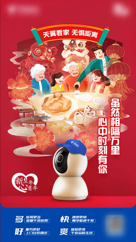 源文件下载【享设计】搜索编号：99520035238127364【通信摄像头新年海报】