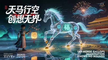 源文件下载【享设计】搜索编号：61800035203488870【马驮福至新春展板背景马年海报】