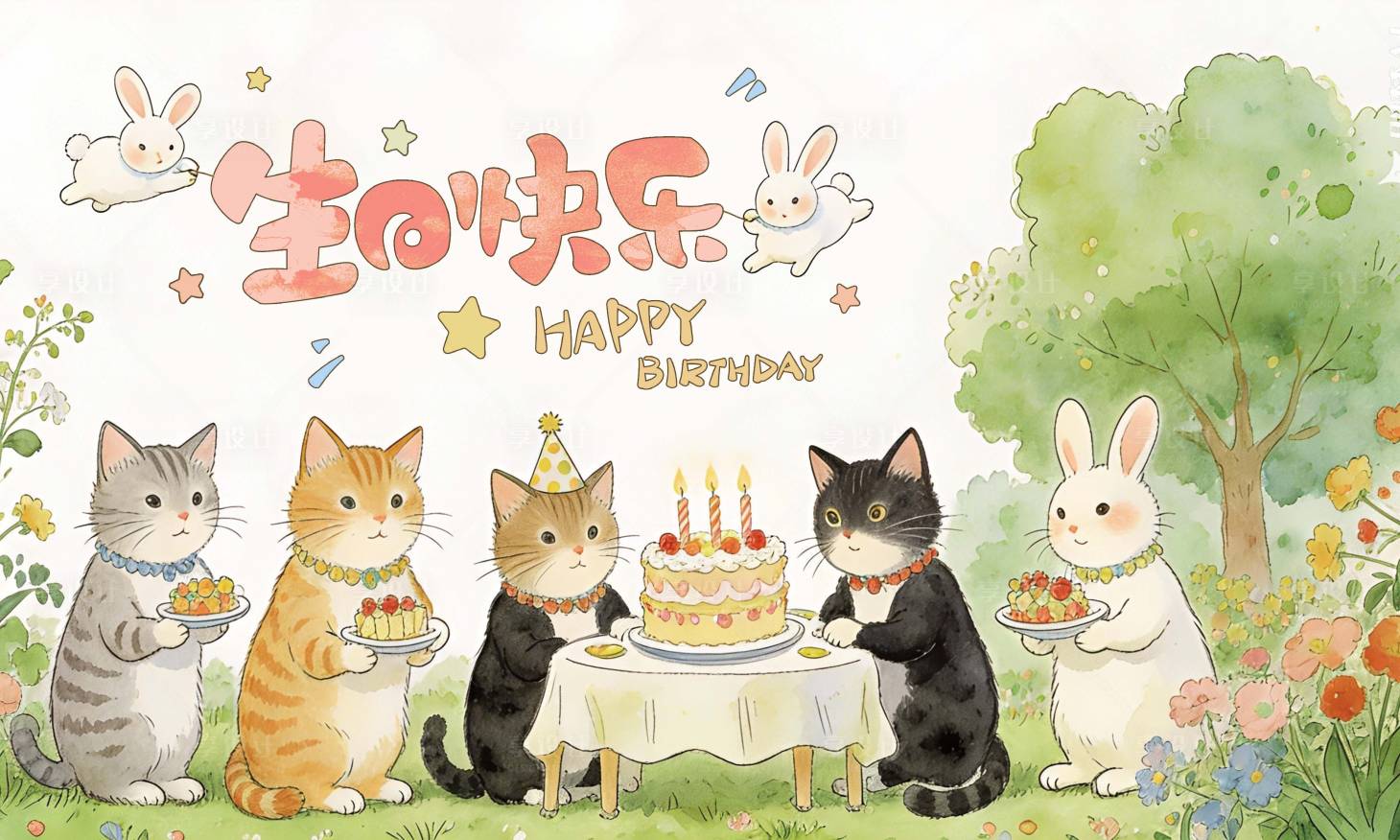 源文件下载【享设计】搜索编号：39640034880868302【生日快乐展板】