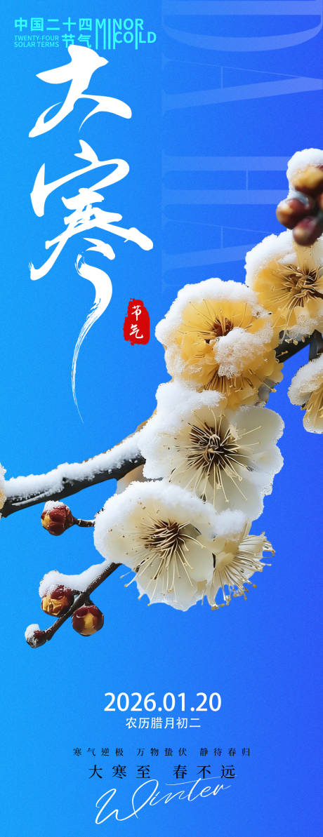 源文件下载【享设计】搜索编号：70160034841853397【大寒节气腊梅海报】