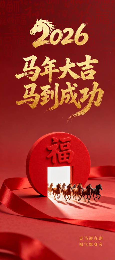 源文件下载【享设计】搜索编号：84390034813923082【2026马年大吉红金海报】