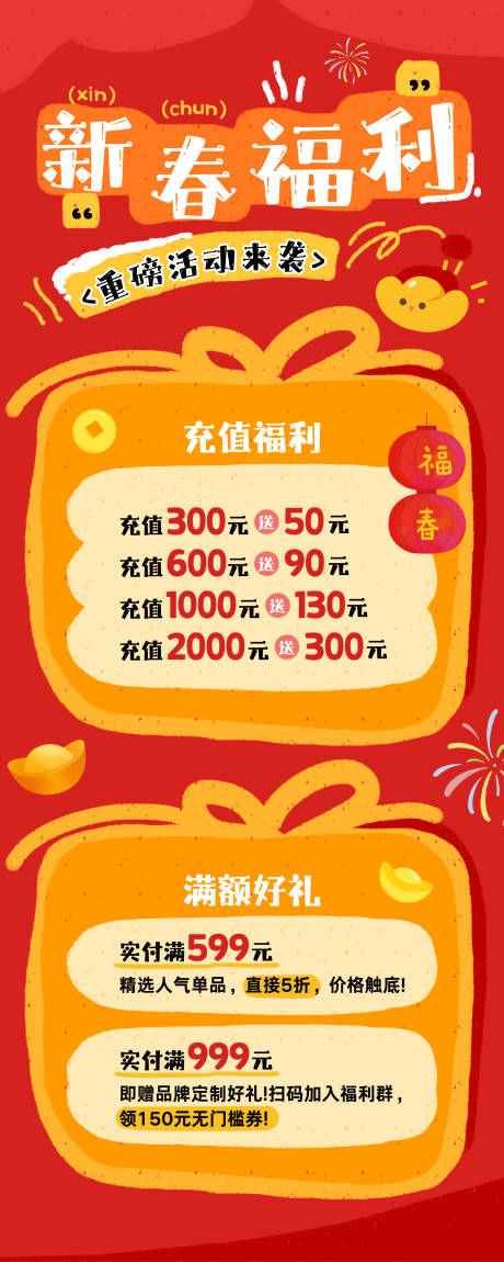 源文件下载【享设计】搜索编号：45080034847623752【红色插画春节促销活动长图】