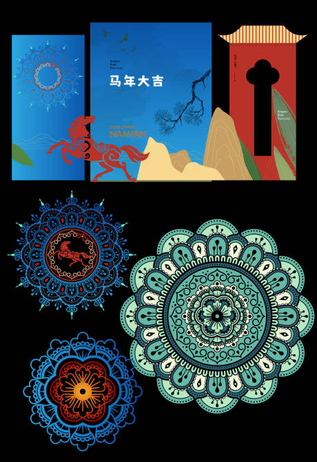 源文件下载【享设计】搜索编号：35760034886509307【马年图腾活动美陈】