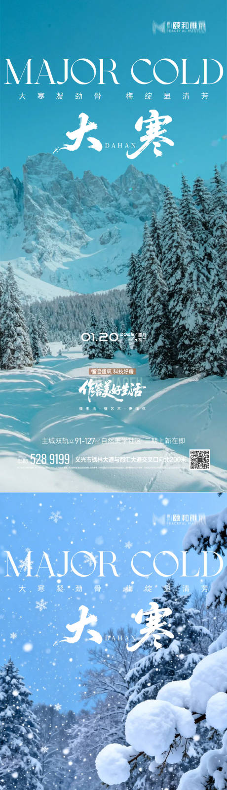 源文件下载【享设计】搜索编号：99630034998654193【大寒节气节日海报雪】