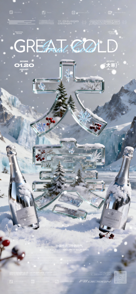 源文件下载【享设计】搜索编号：83780035014216171【大寒节气订台酒吧 海报】