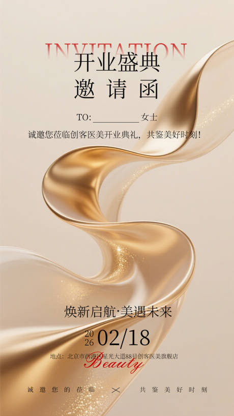 源文件下载【享设计】搜索编号：37770034826347886【医美开业盛典邀请函海报】