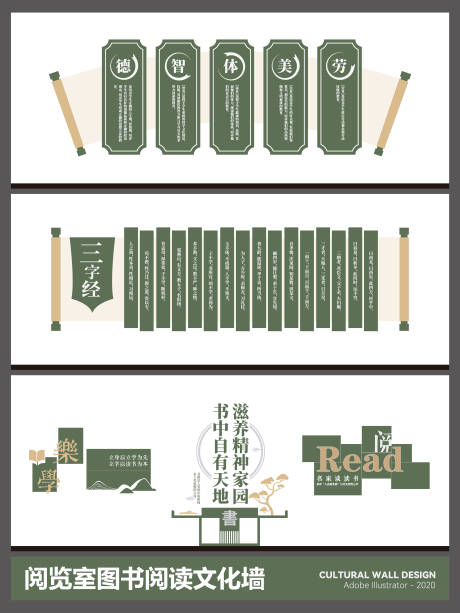 源文件下载【享设计】搜索编号：78310035071817919【阅览室图书阅读文化墙背景板】