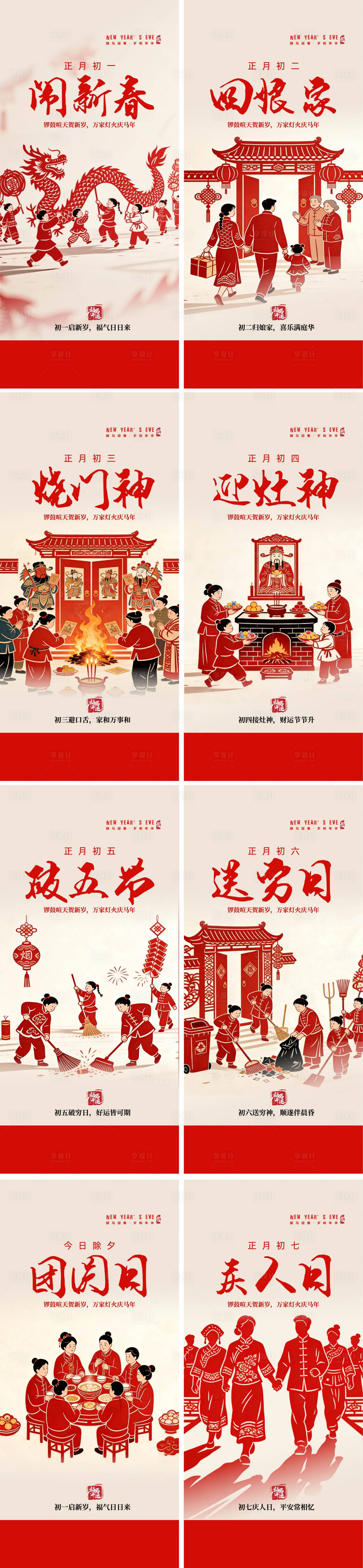 源文件下载【享设计】搜索编号：25040035253757037【春节习俗创意系列海报】