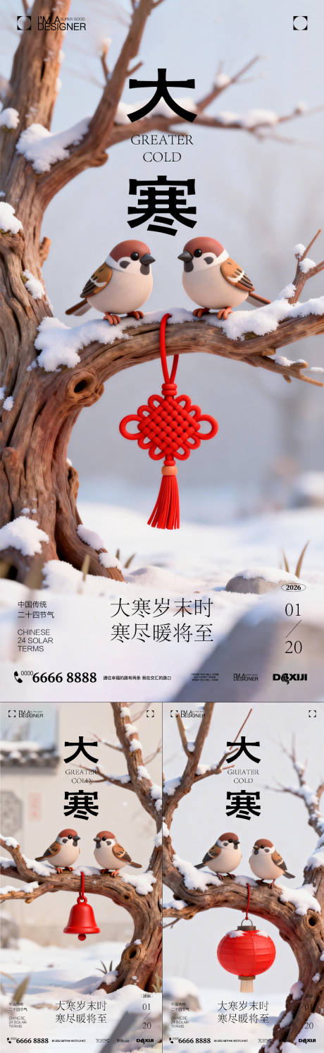源文件下载【享设计】搜索编号：32440034848184987【大寒节气系列海报】