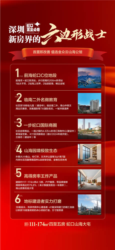 源文件下载【享设计】搜索编号：34680034963483194【深圳新房六边形战士六大卖点海报】