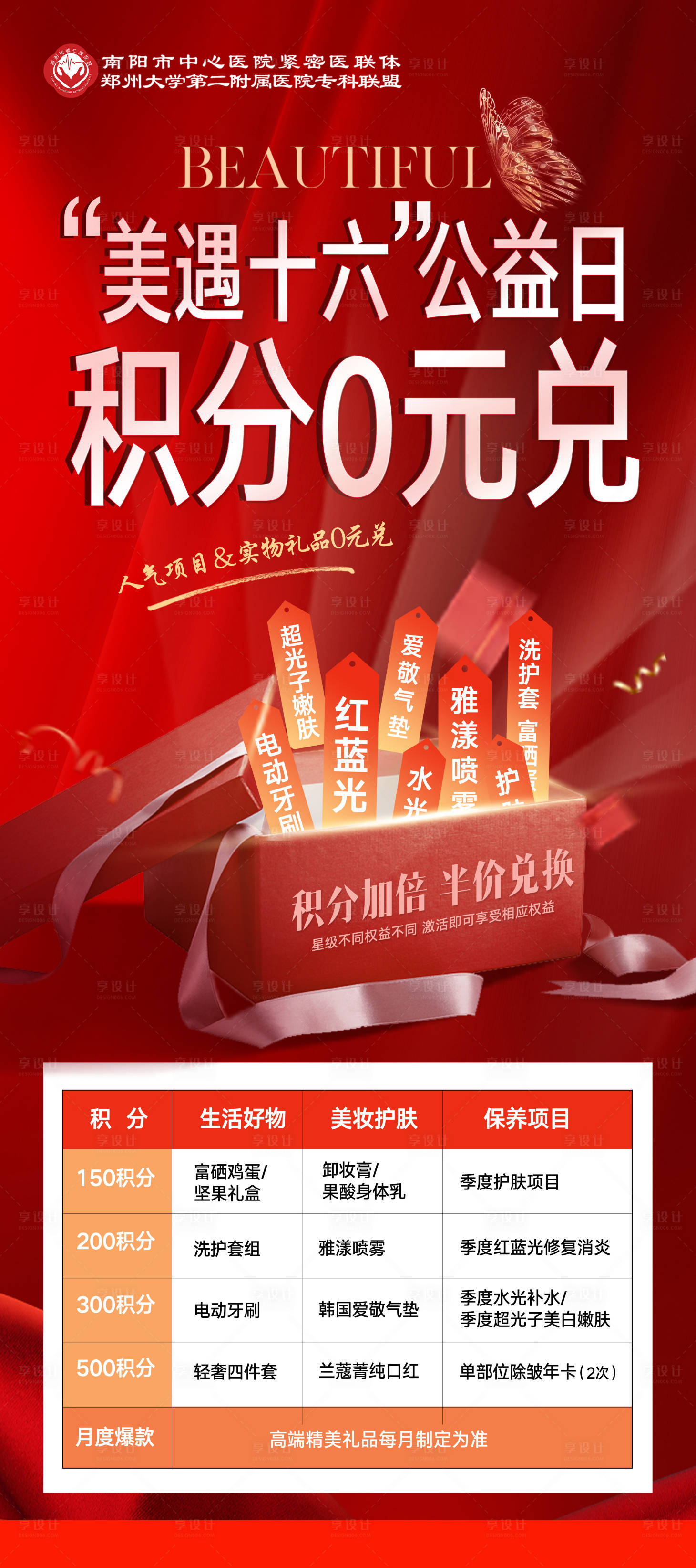 源文件下载【享设计】搜索编号：33920034813507111【医美积分0元兑换展架】