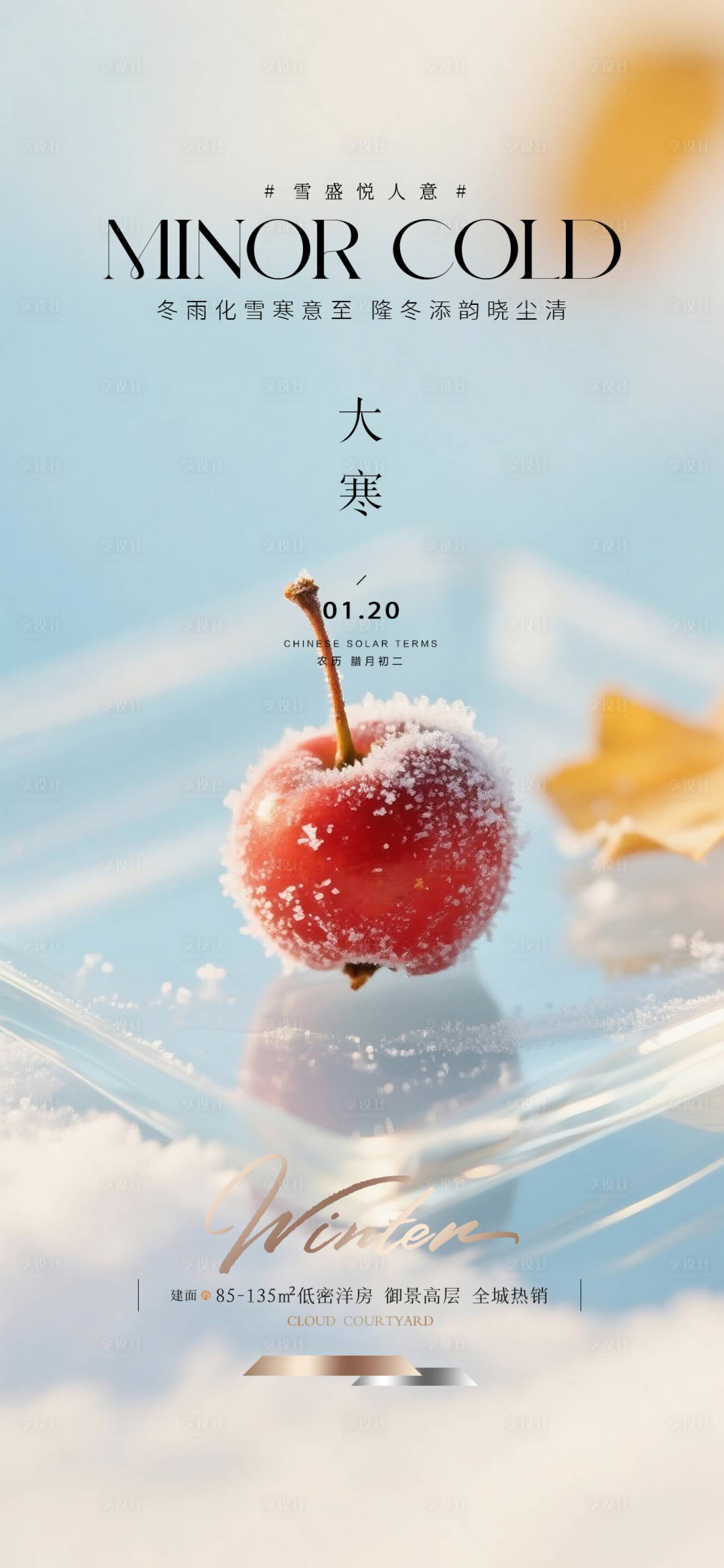 源文件下载【享设计】搜索编号：92370034902925794【地产大寒质感节气海报】