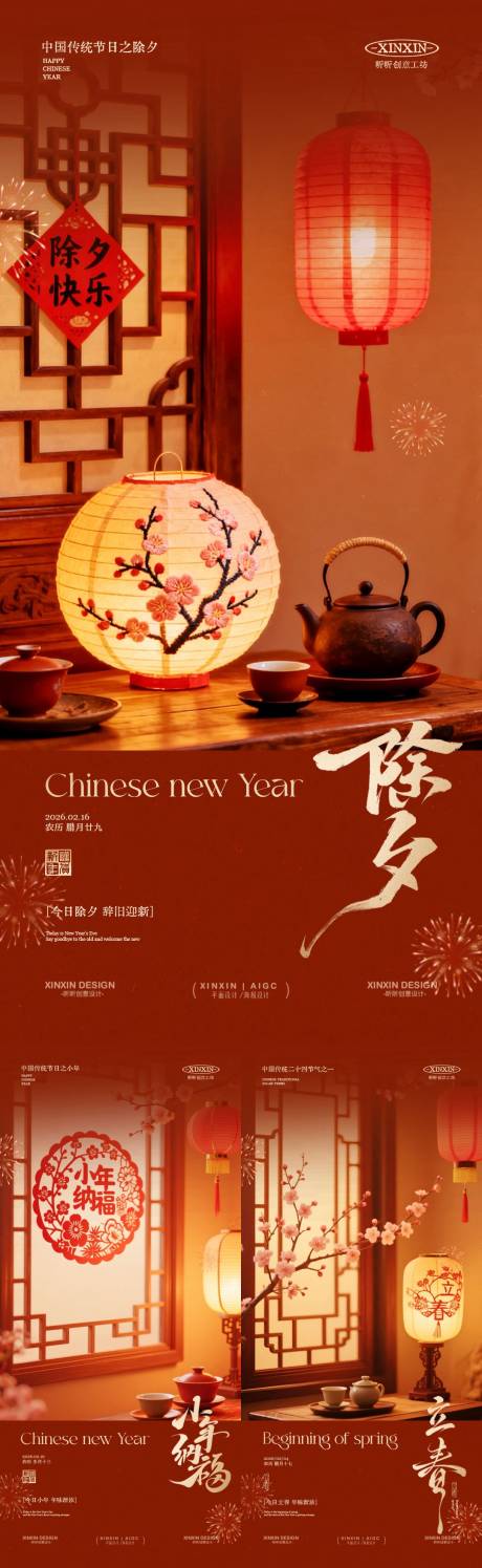 源文件下载【享设计】搜索编号：67650035072036437【立春除夕家居场景喜庆海报】