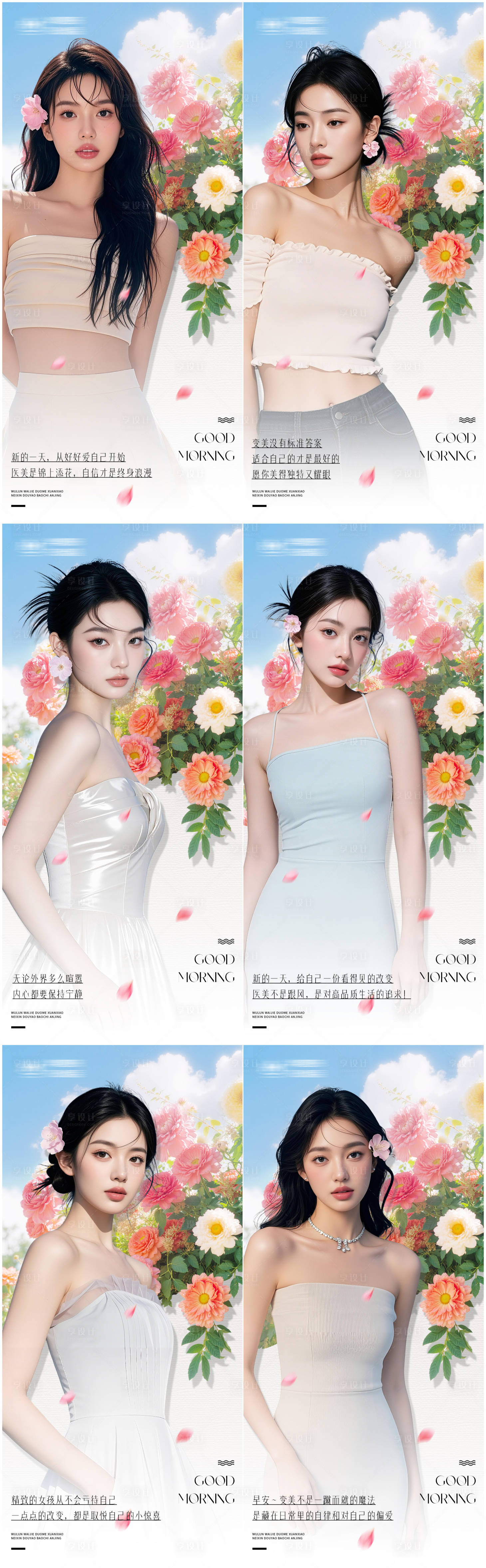 源文件下载【享设计】搜索编号：17990035001084248【医美早安海报日签系列春天早春】