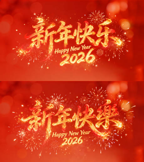 源文件下载【享设计】搜索编号：10520035286627584【2026新年快乐海报】