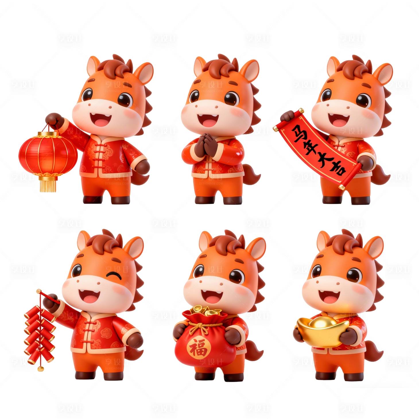 源文件下载【享设计】搜索编号：53160035282001673【马年新年小马ip形象设计】