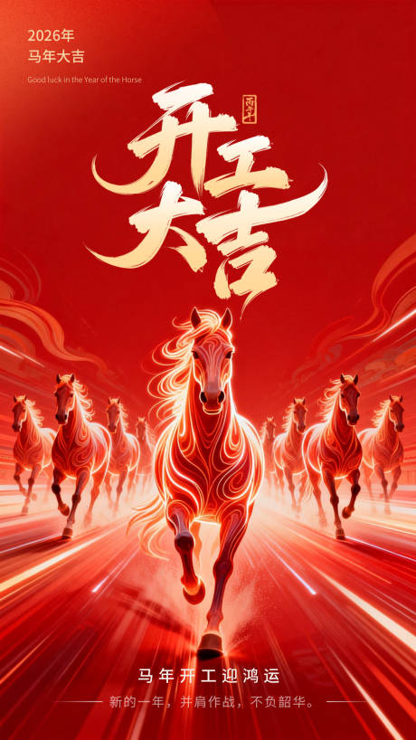 源文件下载【享设计】搜索编号：24000035472675122【马年开工大吉海报】