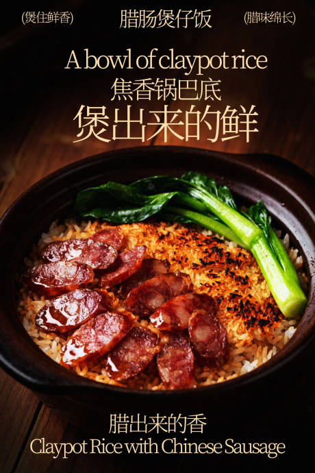源文件下载【享设计】搜索编号：38660035408905975【鲜香腊味煲仔饭美食海报】