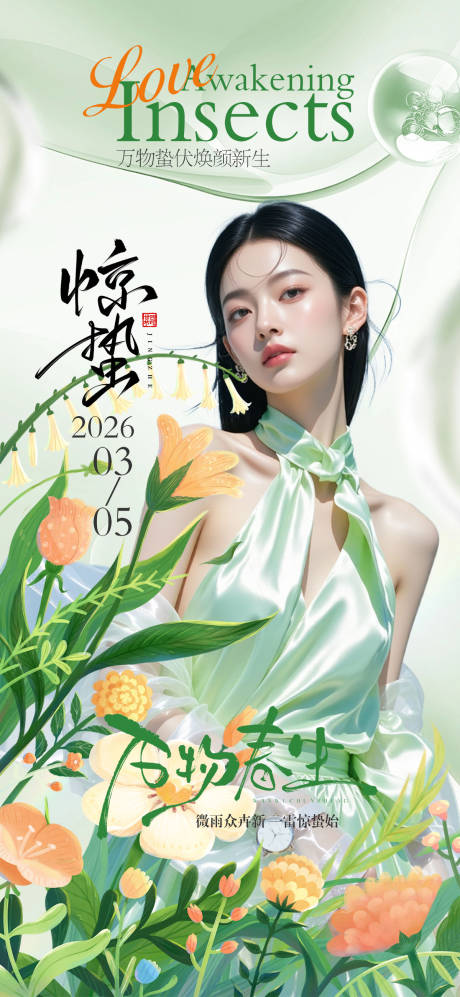 源文件下载【享设计】搜索编号：35790035577497534【医美惊蛰 节气海报】