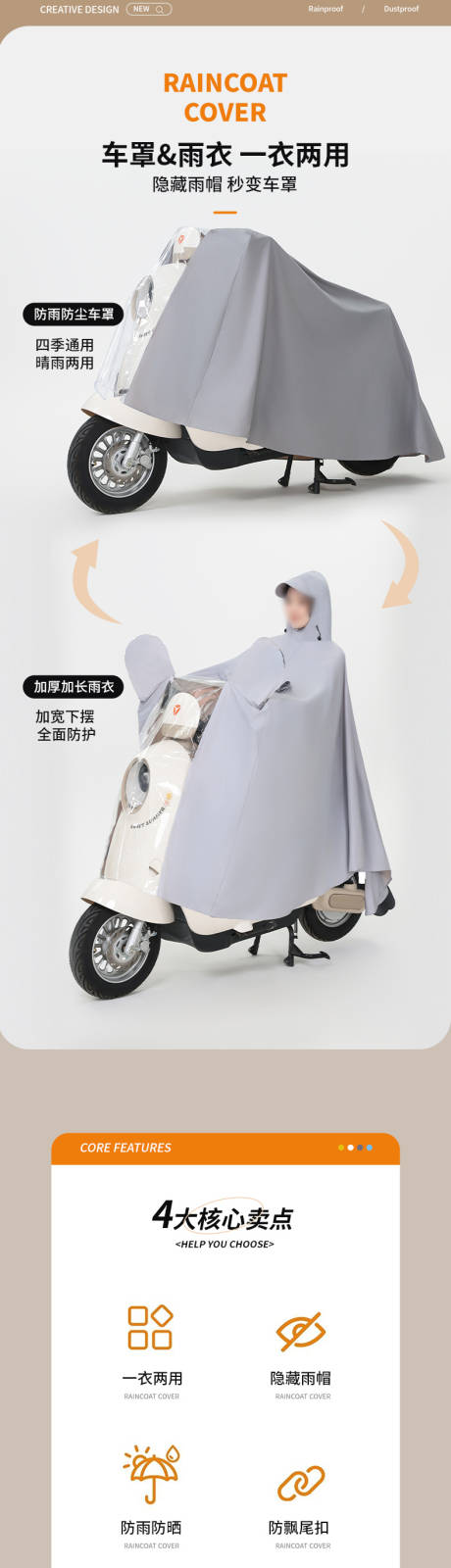 源文件下载【享设计】搜索编号：31760035501045320【电动车骑行雨衣详情页】