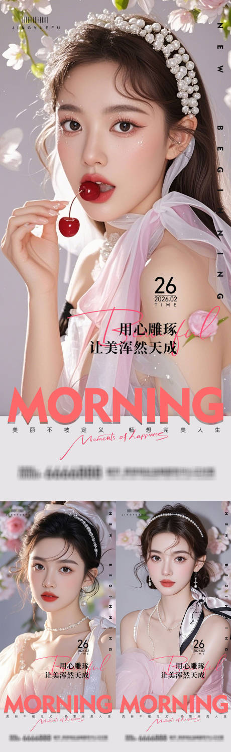 源文件下载【享设计】搜索编号：52490035337784094【医美早安系列海报】