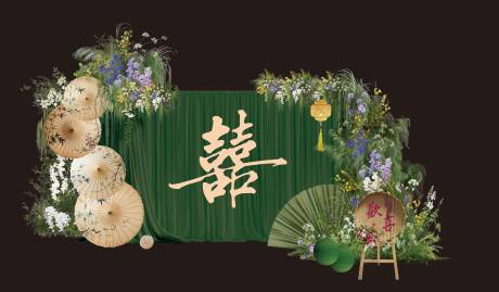 源文件下载【享设计】搜索编号：41670035540024662【绿色系婚礼美陈设计】