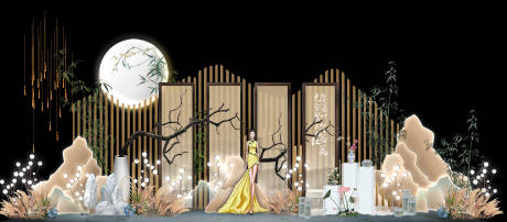 源文件下载【享设计】搜索编号：91460035577986358【新中式香槟婚礼迎宾区背景】