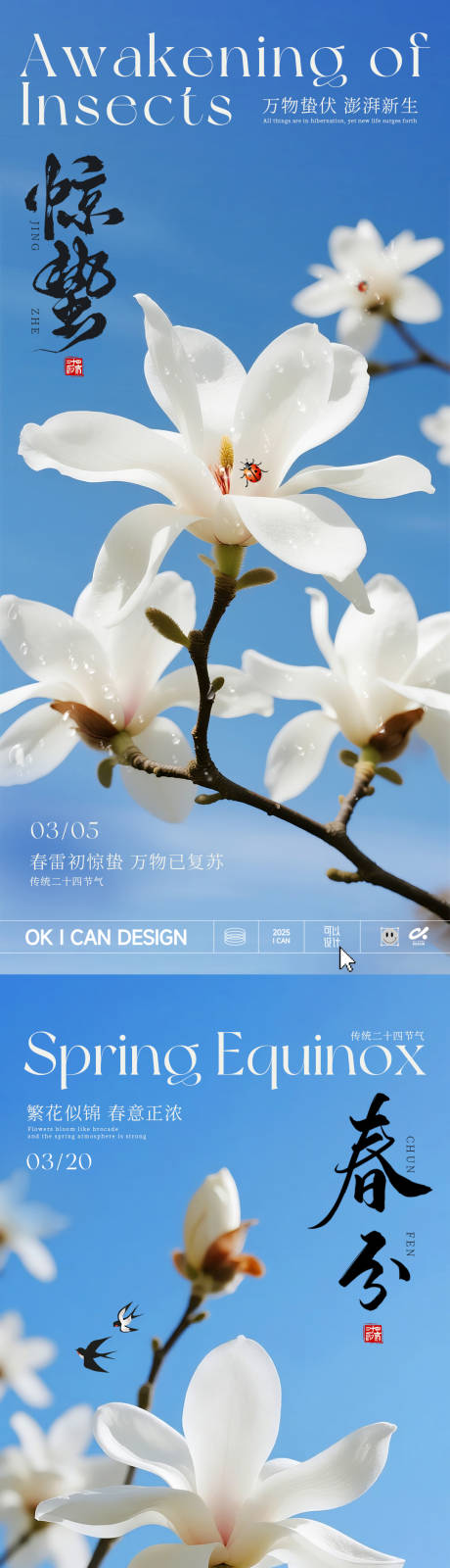 源文件下载【享设计】搜索编号：84870035541297028【2026玉兰惊蛰春分系列海报】
