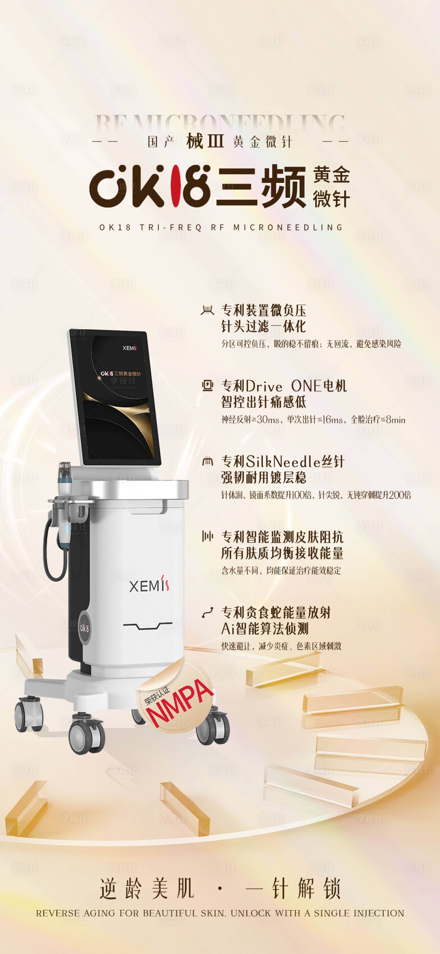源文件下载【享设计】搜索编号：83890035585507815【黄金微针医美海报长图】