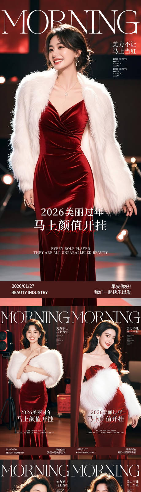 源文件下载【享设计】搜索编号：68380035504895270【医美2026马年早安图系列海报】
