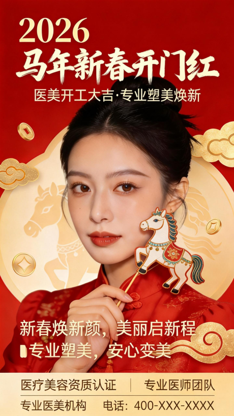 源文件下载【享设计】搜索编号：51760035487812376【医美新春开门红海报】