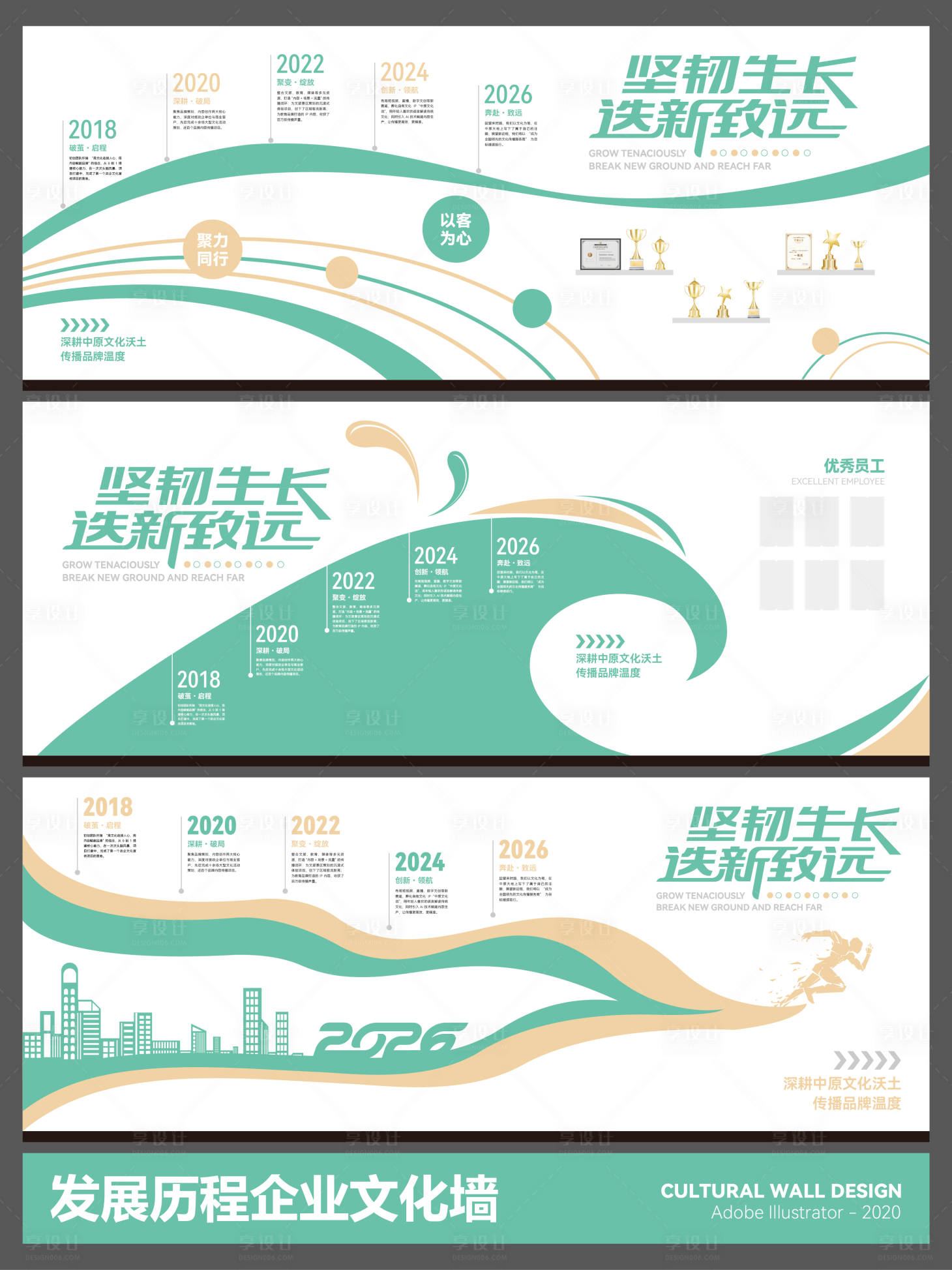 源文件下载【享设计】搜索编号：53770035469736976【企业发展历程文化墙】