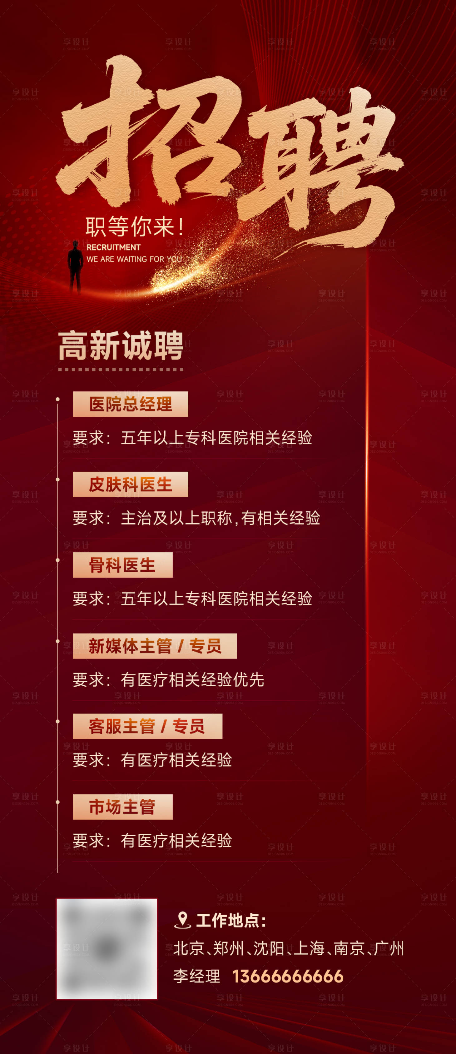 源文件下载【享设计】搜索编号：77480035503071175【红色医院招聘朋友圈海报】