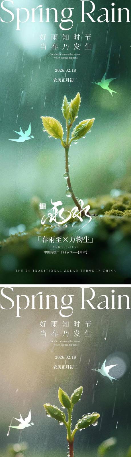 源文件下载【享设计】搜索编号：85710035393872840【雨水节气宣传海报】