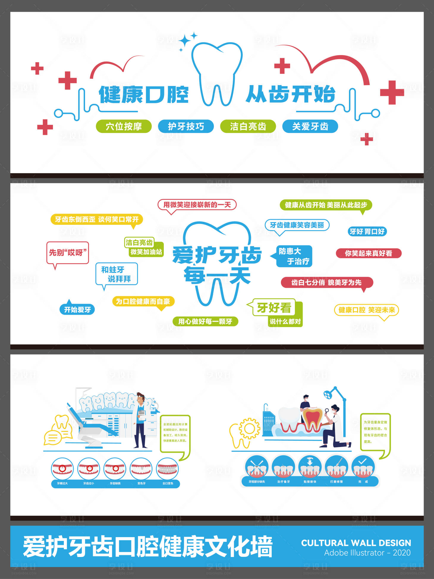 源文件下载【享设计】搜索编号：23400035469662307【爱护牙齿口腔健康文化墙】