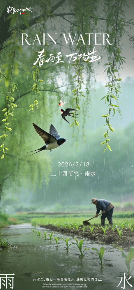 源文件下载【享设计】搜索编号：48320035463333347【雨水节气海报】