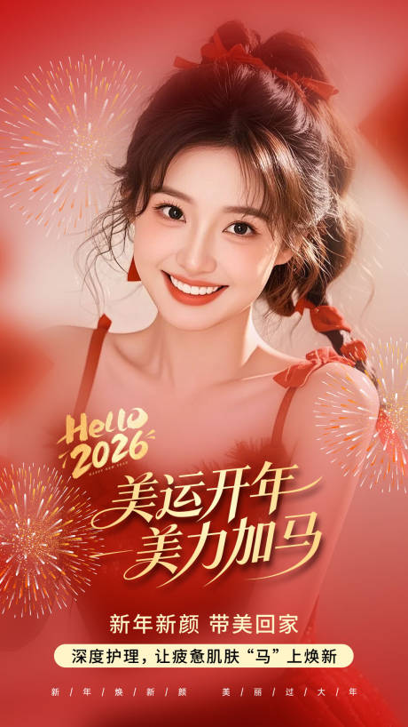 源文件下载【享设计】搜索编号：35530035413665004【美业新年早安图】