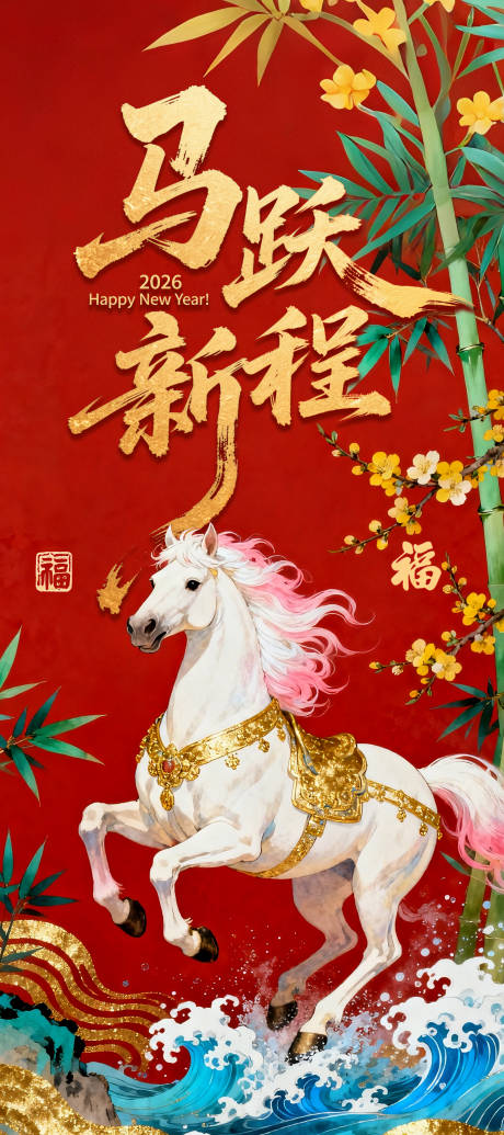 源文件下载【享设计】搜索编号：88140035349015457【2026马跃新程海报】