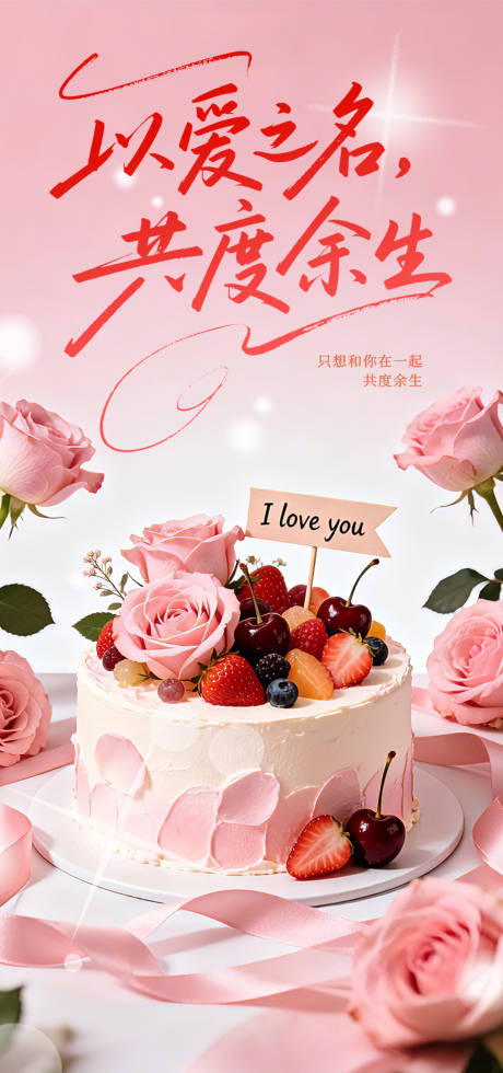 源文件下载【享设计】搜索编号：48200035436335541【情人节蛋糕海报】