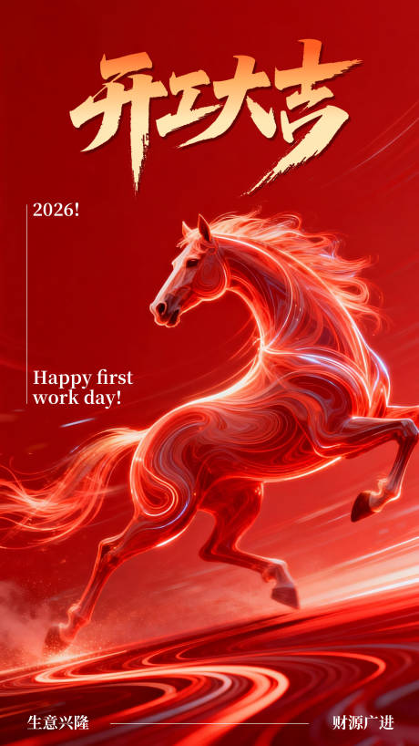 源文件下载【享设计】搜索编号：86520035484068153【马年开工大吉红金海报】